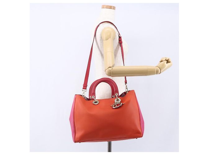 Borsa a Mano Christian Dior Diorissimo in Pelle 2way Arancione Oro Auth bs30974 - vista 26