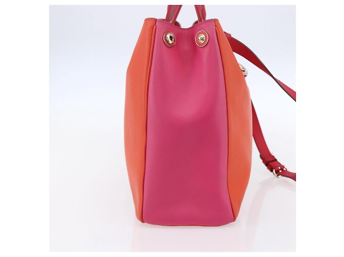 Borsa a Mano Christian Dior Diorissimo in Pelle 2way Arancione Oro Auth bs30974 - vista 4