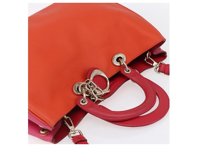 Borsa a Mano Christian Dior Diorissimo in Pelle 2way Arancione Oro Auth bs30974 - vista 6