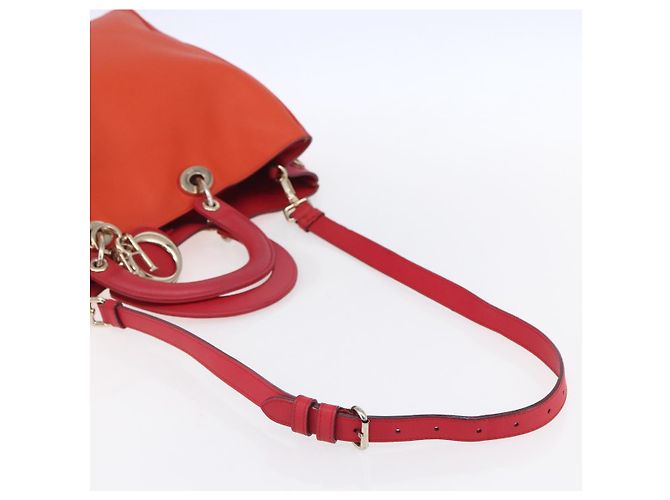 Borsa a Mano Christian Dior Diorissimo in Pelle 2way Arancione Oro Auth bs30974 - vista 9