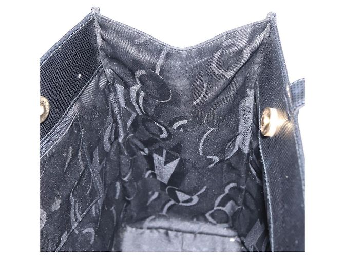 Borsa Tote Vala in pelle nera e oro Auth BA7676 di Salvatore Ferragamo Nero D'oro - vista 18