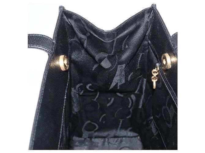 Borsa Tote Vala in pelle nera e oro Auth BA7676 di Salvatore Ferragamo Nero D'oro - vista 19