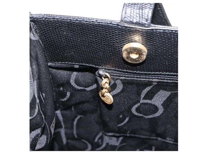 Borsa Tote Vala in pelle nera e oro Auth BA7676 di Salvatore Ferragamo Nero D'oro - vista 20