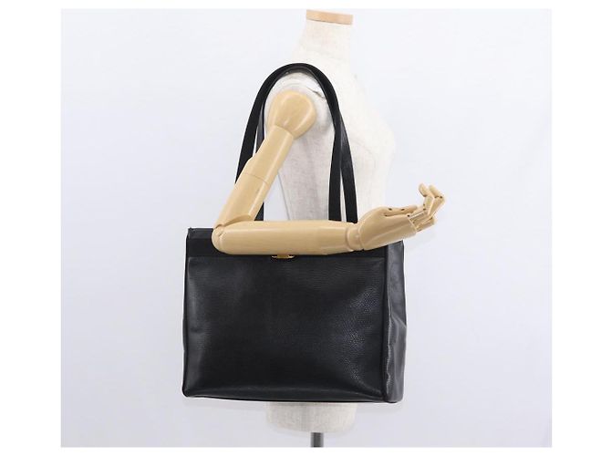 Borsa Tote Vala in pelle nera e oro Auth BA7676 di Salvatore Ferragamo Nero D'oro - vista 22