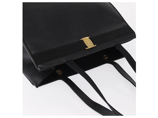 Borsa Tote Vala in pelle nera e oro Auth BA7676 di Salvatore Ferragamo Nero D'oro - vista 7