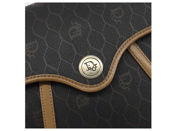 Borsa a spalla in tela a nido d'ape PVC nera e oro Auth BA7695 Christian Dior Nero D'oro - vista 14