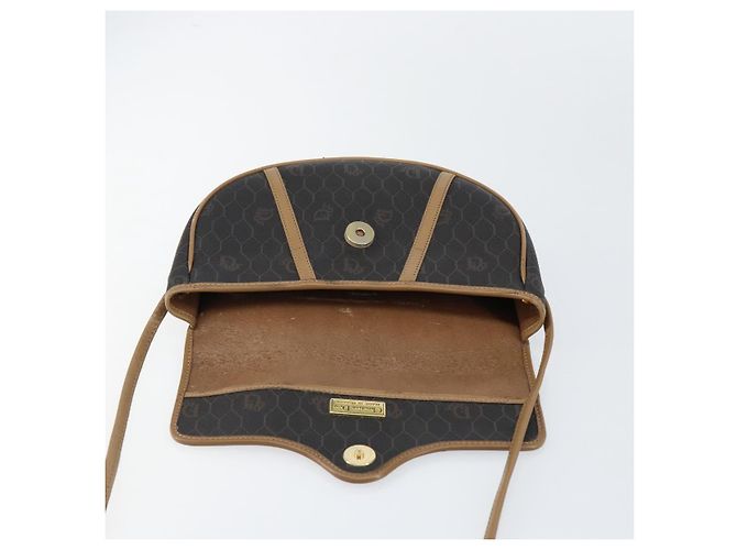 Borsa a spalla in tela a nido d'ape PVC nera e oro Auth BA7695 Christian Dior Nero D'oro - vista 15