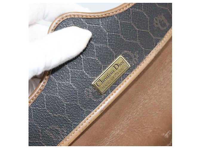 Borsa a spalla in tela a nido d'ape PVC nera e oro Auth BA7695 Christian Dior Nero D'oro - vista 16