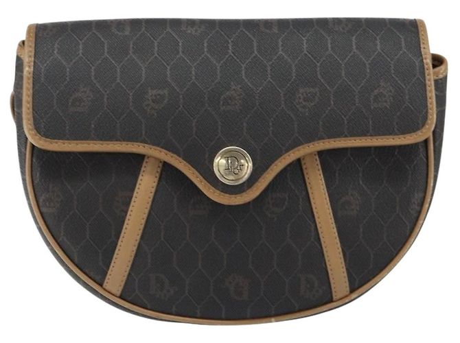 Borsa a spalla in tela a nido d'ape PVC nera e oro Auth BA7695 Christian Dior Nero D'oro - vista 2