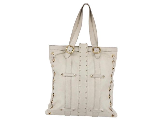 Valentino Borsa Tote in Pelle Bianco Oro Auth bs31012 D'oro - vista 2
