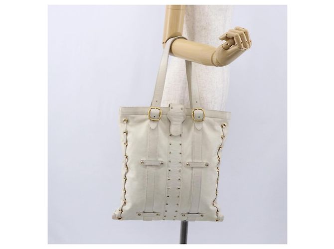 Valentino Borsa Tote in Pelle Bianco Oro Auth bs31012 D'oro - vista 21