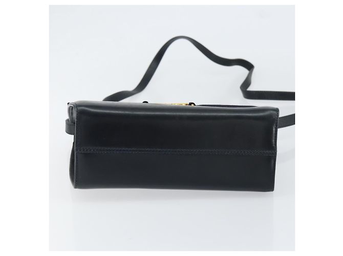 Bolsa de Ombro Salvatore Ferragamo em Couro Preto Dourado Auth 152686 - vista 9
