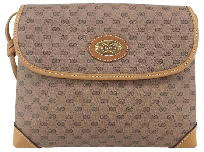 Gucci Borsa a Spalla Micro GG Supreme PVC Beige Oro 007 105 5548 Auth BA7825 D'oro - vista 2