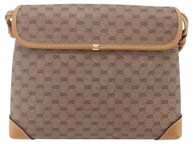Gucci Borsa a Spalla Micro GG Supreme PVC Beige Oro 007 105 5548 Auth BA7825 D'oro - vista 3