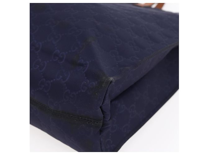 GUCCI GG Canvas Tote Bag Nylon Navy 355732 Auth BA7774 Marineblau - Ansicht 10