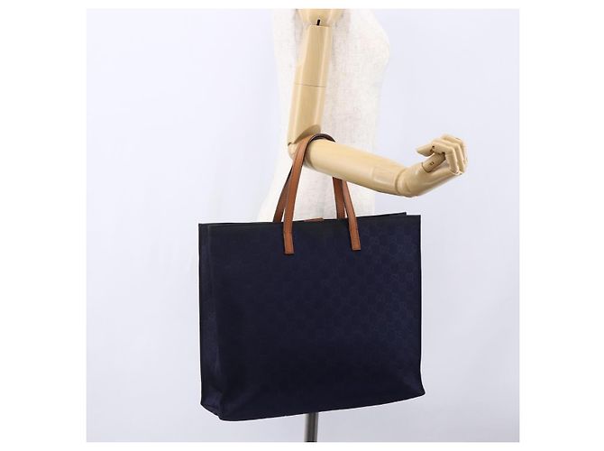 GUCCI GG Canvas Tote Bag Nylon Navy 355732 Auth BA7774 Marineblau - Ansicht 21