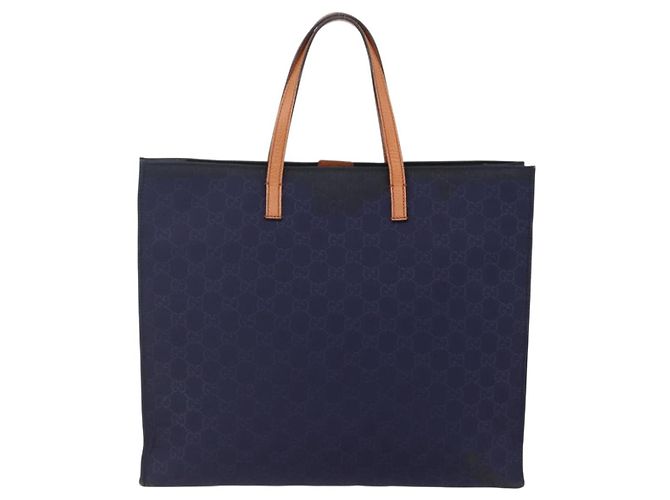 GUCCI GG Canvas Tote Bag Nylon Navy 355732 Auth BA7774 Marineblau - Ansicht 3