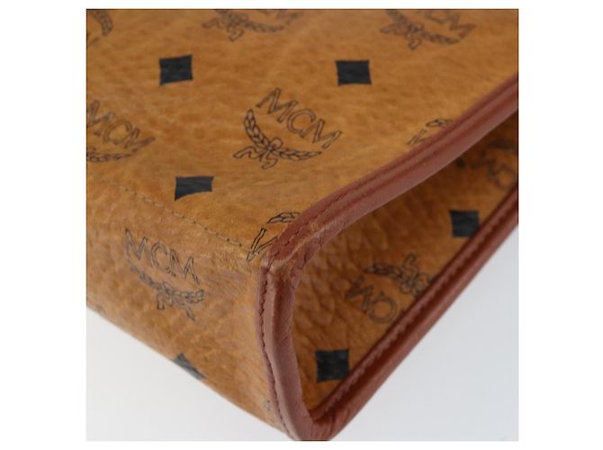 MCM Logogram Vicetos Clutch Bag in Pelle PVC Marrone Oro Auth gh1233 D'oro - vista 10