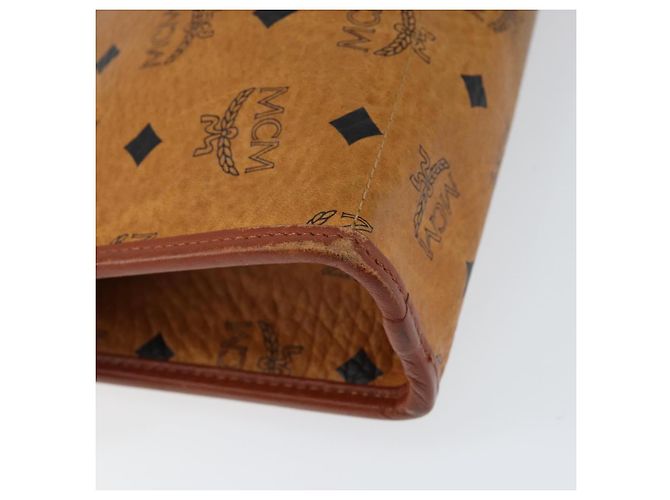 MCM Logogram Vicetos Clutch Bag in Pelle PVC Marrone Oro Auth gh1233 D'oro - vista 11