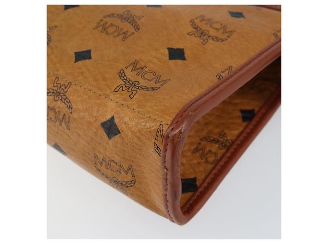MCM Logogram Vicetos Clutch Bag in Pelle PVC Marrone Oro Auth gh1233 D'oro - vista 8
