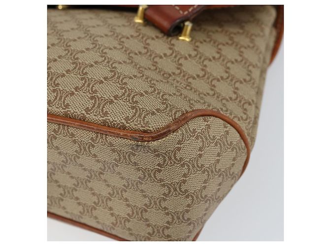 Céline Borsa a mano in tela Macadam CELINE PVC beige oro Auth gh1223 D'oro - vista 10