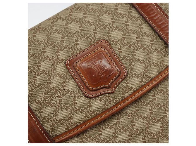 Céline Borsa a mano in tela Macadam CELINE PVC beige oro Auth gh1223 D'oro - vista 14