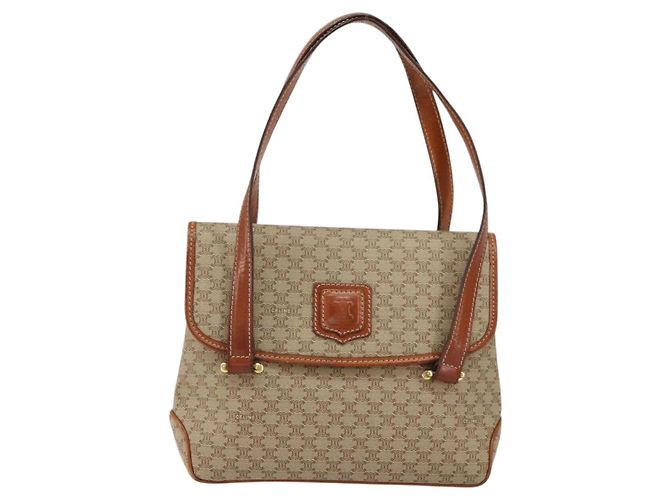 Céline Borsa a mano in tela Macadam CELINE PVC beige oro Auth gh1223 D'oro - vista 2