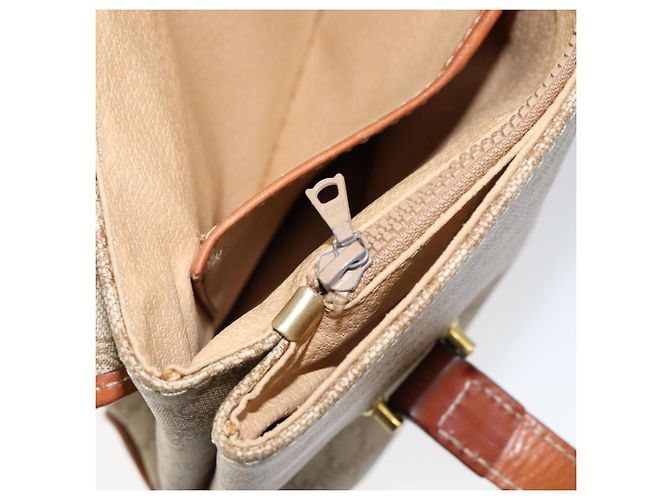 Céline Borsa a mano in tela Macadam CELINE PVC beige oro Auth gh1223 D'oro - vista 21