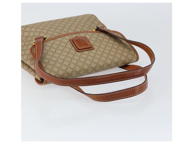 Céline Borsa a mano in tela Macadam CELINE PVC beige oro Auth gh1223 D'oro - vista 7