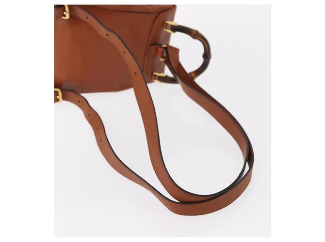 Zaino in pelle Gucci Bamboo marrone oro 003 2058 0030 Auth BA7970 - vista 11