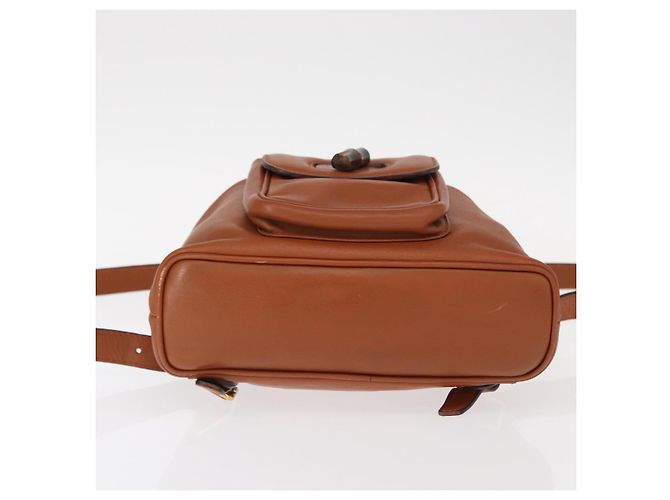 Zaino in pelle Gucci Bamboo marrone oro 003 2058 0030 Auth BA7970 - vista 13