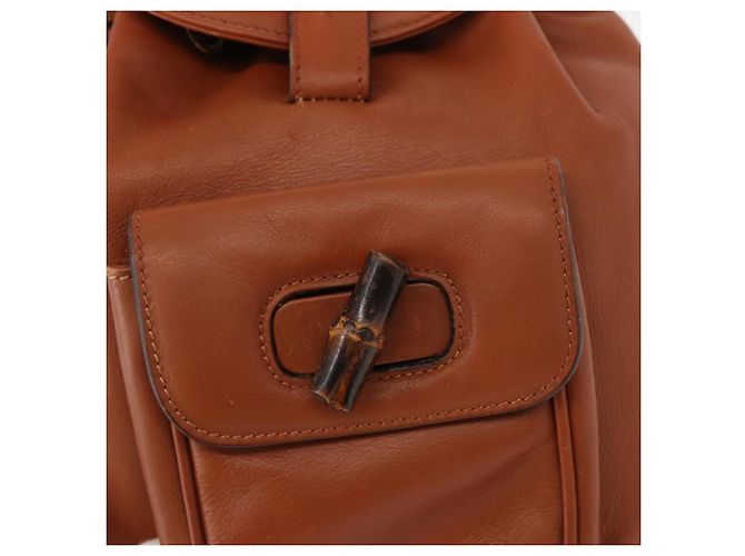 Zaino in pelle Gucci Bamboo marrone oro 003 2058 0030 Auth BA7970 - vista 18