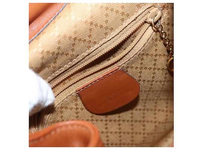 Zaino in pelle Gucci Bamboo marrone oro 003 2058 0030 Auth BA7970 - vista 21
