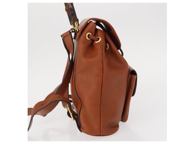 Zaino in pelle Gucci Bamboo marrone oro 003 2058 0030 Auth BA7970 - vista 5