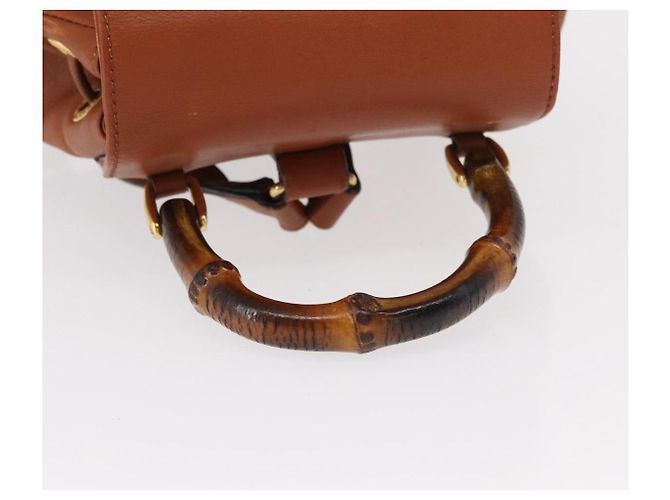 Zaino in pelle Gucci Bamboo marrone oro 003 2058 0030 Auth BA7970 - vista 7
