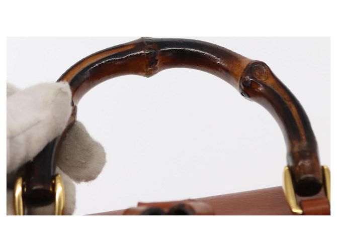 Zaino in pelle Gucci Bamboo marrone oro 003 2058 0030 Auth BA7970 - vista 8