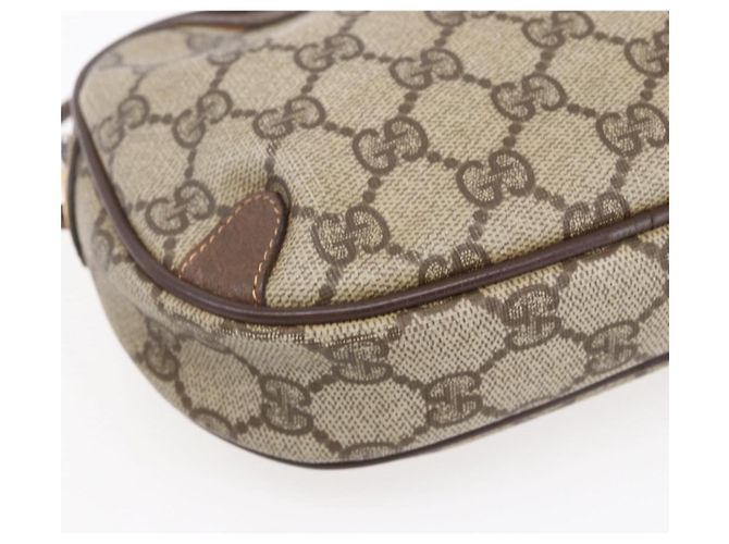 Borsa Sherry Line GG Supreme Web di GUCCI in PVC beige e oro 156 02 066 Auth BA7963 D'oro - vista 11