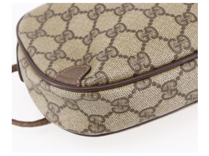 Borsa Sherry Line GG Supreme Web di GUCCI in PVC beige e oro 156 02 066 Auth BA7963 D'oro - vista 13