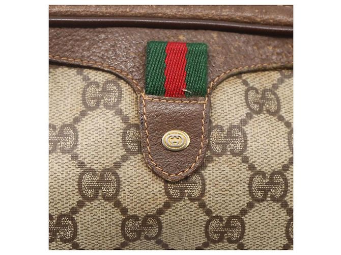 Borsa Sherry Line GG Supreme Web di GUCCI in PVC beige e oro 156 02 066 Auth BA7963 D'oro - vista 14
