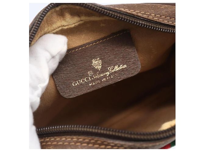 Borsa Sherry Line GG Supreme Web di GUCCI in PVC beige e oro 156 02 066 Auth BA7963 D'oro - vista 16