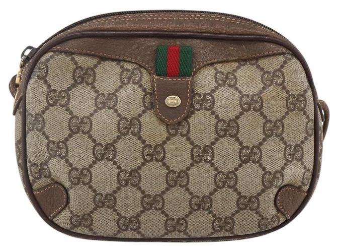 Borsa Sherry Line GG Supreme Web di GUCCI in PVC beige e oro 156 02 066 Auth BA7963 D'oro - vista 2