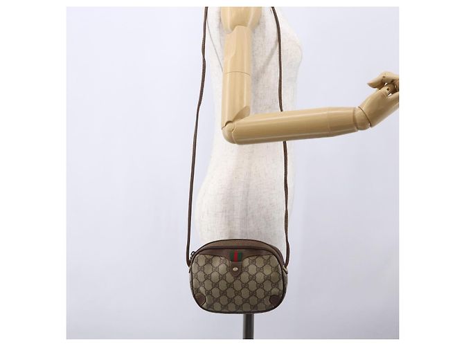 Borsa Sherry Line GG Supreme Web di GUCCI in PVC beige e oro 156 02 066 Auth BA7963 D'oro - vista 21