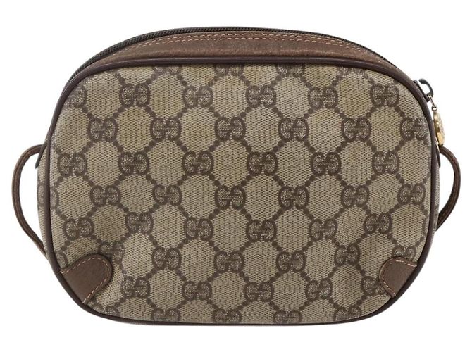 Borsa Sherry Line GG Supreme Web di GUCCI in PVC beige e oro 156 02 066 Auth BA7963 D'oro - vista 3
