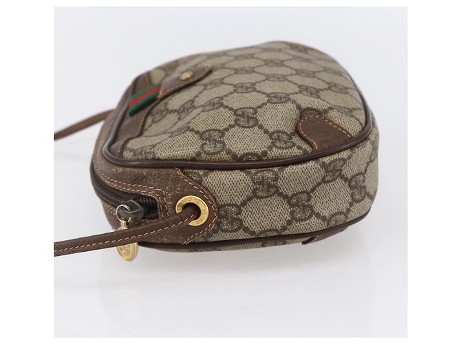 Borsa Sherry Line GG Supreme Web di GUCCI in PVC beige e oro 156 02 066 Auth BA7963 D'oro - vista 4