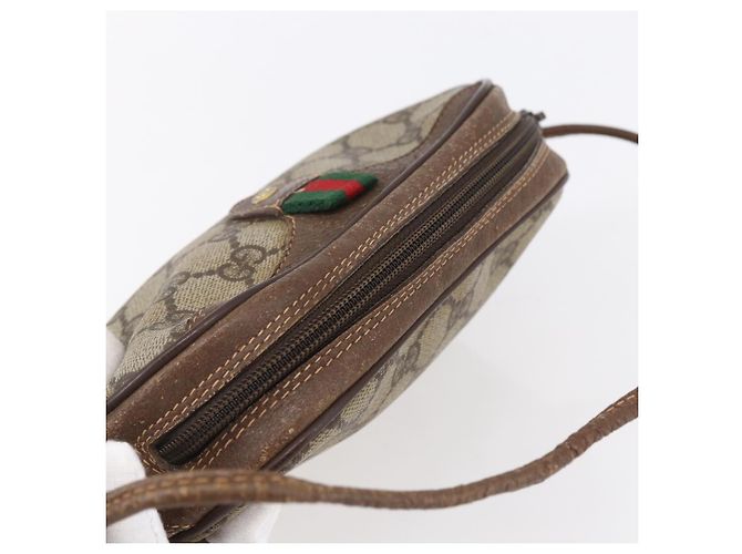Borsa Sherry Line GG Supreme Web di GUCCI in PVC beige e oro 156 02 066 Auth BA7963 D'oro - vista 6