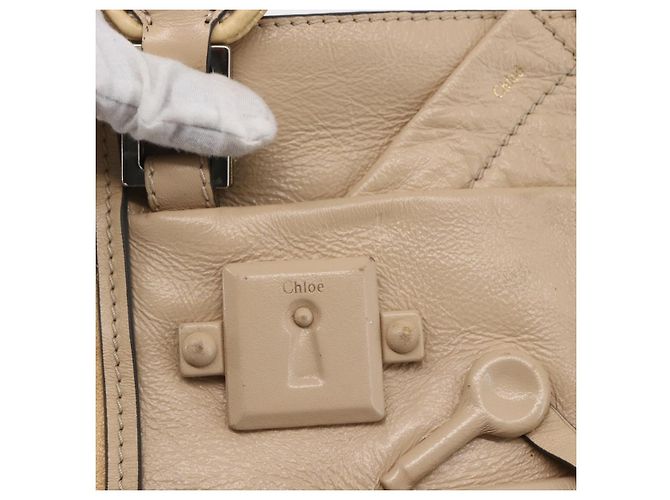 Chloé Borsa Tote in Pelle Beige Marrone Auth SW1787 - vista 15
