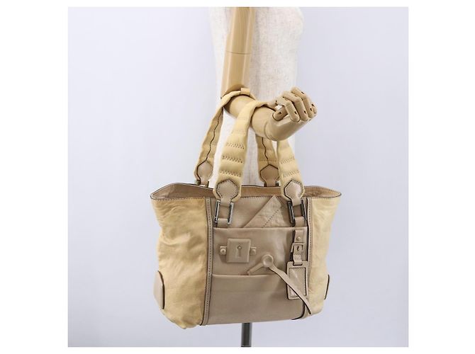 Chloé Borsa Tote in Pelle Beige Marrone Auth SW1787 - vista 22