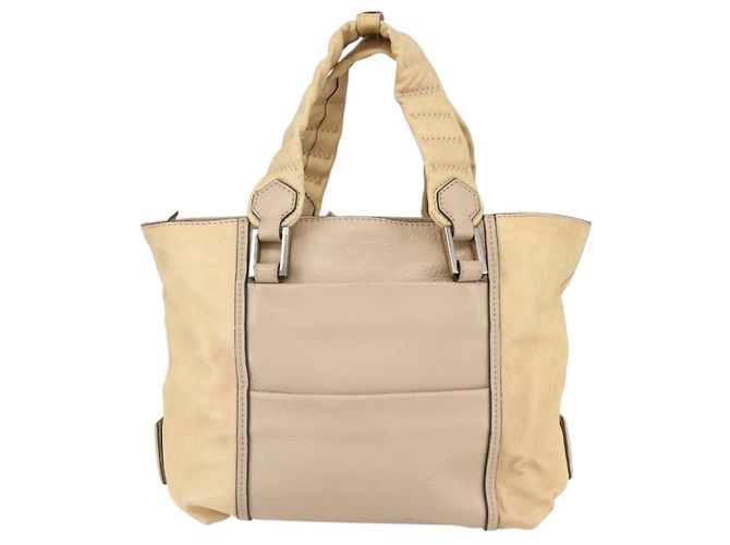 Chloé Borsa Tote in Pelle Beige Marrone Auth SW1787 - vista 3