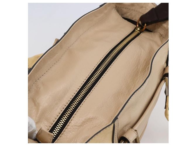 Chloé Borsa Tote in Pelle Beige Marrone Auth SW1787 - vista 6