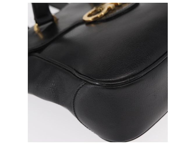 Borsa a mano Gancini in pelle nera e oro Auth SW1799 di Salvatore Ferragamo Nero D'oro - vista 10